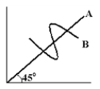 Figure 1-2   -Identify the slope of the two curves A and B in Figure 1-2. A) A-zero, B-one. B) A-one, B-zero. C) A-one, B-different at different points. D) A-different at different points, B-zero.