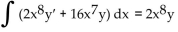 Replace the ? with a function of x that will make the integrand equal to the derivative of a product, and then find the antiderivative. Choose 0 for the constant of integration. -  A)    B)    C)    D)   