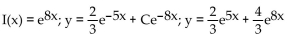 Find the integrating factor, the general solution, and the particular solution satisfying the given initial condition. -  A)    B)    C)    D)   