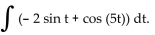 Provide an appropriate response. -Find the indefinite integral   A)    B)  - 2 cos t - 5 sin (5t)  + C C)    D)   