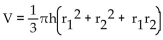 Solve the problem. -The volume of a flower pot is given by   where   is the major radius and   is the minor radius and h is the height of the pot (see figure below) .   If the dimensions of the pot are   = 5 inches,   = 3 inches and h = 6 inches, find the volume of potting soil Required to fill the pot to the top. Round to the nearest cubic inch. A)    B)    C)    D)   