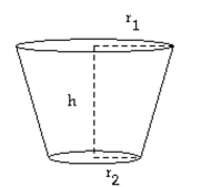 Solve the problem. -The volume of a flower pot is given by   where   is the major radius and   is the minor radius and h is the height of the pot (see figure below) .   If the dimensions of the pot are   = 5 inches,   = 3 inches and h = 6 inches, find the volume of potting soil Required to fill the pot to the top. Round to the nearest cubic inch. A)    B)    C)    D)   