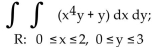 Provide an appropriate response. -Find the double integral over the rectangular region R with the given boundaries.   A)    B)    C)    D)   