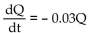 Solve the problem. -A single injection of a drug is administered to a patient. The amount Q in the body then decreases at a rate proportional to the amount present, and for this particular drug the rate is 3% per hour. Thus,   with   where t is time in hours. If the initial injection is 4 milliliters   about how many hours After the drug is given will there be 2 milliliters of the drug remaining in the body? (Round answer to the Nearest tenth of an hour.)  A)  69.3 hours B)  21.3 hours C)  11.3 hours D)  23.1 hours