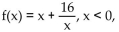 Provide an appropriate response. -Given   find the values of x corresponding to local maxima and local minima. A)  local minimum at x = -4 (no local maximum)  B)  local maximum at x = -4, local minimum at x = 4 C)  no local maximum or minimum D)  local maximum at x = -4 (no local minimum) 