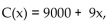 Solve the problem. -The cost of manufacturing a particular videotape is   where x is the number of tapes produced. The average cost per tape, denoted by   is found by dividing C(x)  by x.   A)  14 B)  6 C)  10 D)  Does not exist