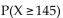 Given a normal distribution with mean 150 and standard deviation 25, find the indicated probability. -  A)  0.8415 B)  0.1585 C)  0.5793 D)  0.4207