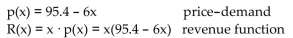 Solve the problem. -The financial department of a company that produces digital cameras arrived at the following price-demand function and the corresponding revenue function:   The function p(x) is the wholesale price per camera at which x million cameras can be sold and R(x) is the corresponding revenue (in million dollars). Both functions have domain   They also found the cost function to be C(x) = 150 + 15.1x (in million dollars) for manufacturing and selling x cameras. Find the profit function and determine the approximate number of cameras, rounded to the nearest hundredths, that should be sold for maximum profit.
