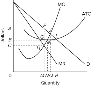   Refer to the diagram for a nondiscriminating monopolist. If the government regulates the monopolist so that it charges the  fair return  price, the monopolist will produce output N.