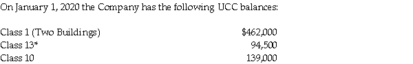 For its taxation year ending December 31, 2020, Axel Ltd. has determined that its Net Income For Tax Purposes, before any deductions for CCA, amounts to $42,000. The Company does not have any Division C deductions, so whatever amount is determined as Net Income For Tax Purposes will also be the amount of Taxable Income for the 2020 taxation year.   *This balance reflects leasehold improvements made on January 1, 2018 at a total cost of $126,000. The original term of the lease was 4 years. However, there are two available renewal options, each allowing Axel Ltd. to renew for a period of two years. During 2020, the cost of additions to Class 10 amounted to $76,000, while the proceeds from dispositions in this class totalled $58,000. In no case did the proceeds of disposition exceed the capital cost of the assets disposed of, and there were still assets in the class as of December 31, 2020. There were no acquisitions or dispositions in either Class 1 or Class 8 during 2020. However, Axel has received an unsolicited offer to purchase one of its buildings which it is considering. Required: A. Calculate the maximum CCA that could be taken by Axel Ltd. for the taxation year ending December 31, 2020. Your answer should include the maximum that can be deducted for each CCA class. B. As Axel's tax advisor, indicate how much CCA you would advise them to take for the 2020 taxation year and the specific classes from which it should be deducted. Provide a brief explanation of the reason for your recommendation. In providing this advice, do not take into consideration the possibility that losses can be carried either back or forward.