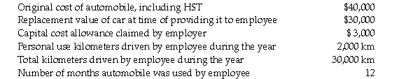 The following facts relate to an employer provided automobile.   Which one of the following amounts represents the employee's minimum standby charge in 2020? A) $720. B) $960. C) $640. D) $9,600.