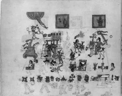 Cortés in Mexico Lienzo de Tlaxcala    -The Aztecs' religion and sacrifice rituals were A)  readily adopted by the Spanish explorers. B)  exploited by Cortés to overthrow Montezuma's empire. C)  appealing to the Spanish. D)  seen as horrid and abominable by the Spanish explorers.
