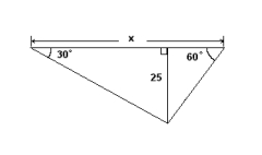  Solve for  x  correct to one decimal place.    A)   173.2  B)   230.9  C)   57.7  D)   57.9  E)   114.1