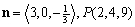 A plane has normal vector n and passes through the point P. Find an equation for the plane.