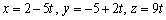 <strong>Find parametric equations for the line that passes through the point P and is parallel to the vector v. </strong> A) B) C) D) E) none of these