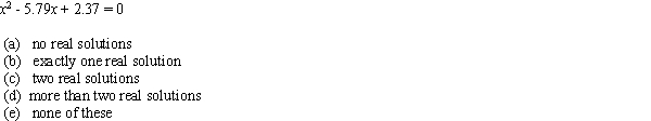 Use the discriminant to determine the number of real solutions of the equation.