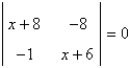 Solve for x given the following equation involving a determinant.   A)    B)    C)    D)    E)   