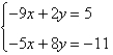 Determine which ordered pair is a solution of the system.   A)  (-3, 6)  B)  (-1, -2)  C)  (-2, -1)  D)  (1, -2)  E)  (6, 3) 