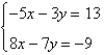 Determine which ordered pair is a solution of the system.   A)  (-6, 5)  B)  (5, 6)  C)  (2, -1)  D)  (-2, -1)  E)  (-1, -2) 