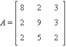   Find the cofactor C<sub> </sub><sub>12</sub> of the matrix. A)  C<sub> </sub><sub>12</sub> = 2 B)  C<sub> </sub><sub>12</sub> = 3 C)  C<sub> </sub><sub>12</sub> = -2 D)  C<sub> </sub><sub>12</sub> = -3 E)  none of these
