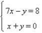 Use Cramer's rule to find the solution of the system, if possible.   A)  x = 1, y = -1 B)  x = 7, y = -8 C)  x = 7, y = -7 D)  The system is inconsistent. E)  The equations are dependent.