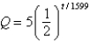 Let Q represent a mass of radioactive radium (<sup>226</sup>Ra)  (in grams) , whose half-life is 1599 years. The quantity of radium present after t years is   Determine the quantity present after 300 years. Round to the nearest hundredth of a gram. A)  0.00 g B)  0.47 g C)  0.88 g D)  4.39 g E)  5.00 g