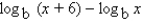 Assume that x is a positive number. Use the properties of logarithms to write the expression   as the logarithm of one quantity. A)    B)    C)    D)    E)   