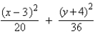 Find the center and foci of the ellipse.   A)  center:   foci:   B)  center:   foci:   C)  center:   foci:   D)  center:   foci:   E)  center:   foci:  