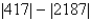 Use absolute value notation to describe the situation. The elevation at the bottom of a mountain is 417 feet above sea level. The elevation at the top of the mountain is 2187 feet above sea level. What is the height of the mountain? A)    B)    C)    D)    E)   