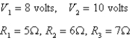 Applying Kirchhoff's Laws to the electrical network in the figure, the currents I<sub>1</sub>, I<sub>2</sub>, and I<sub>3</sub> are the solution of the system   Find the currents.     A)        B)        C)        D)        E)       