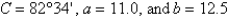 Determine the area of a triangle having the following measurements. Round your answer to two decimal places.   A) 68.17 sq.units B) 61.36 sq.units C) 54.54 sq.units D) 81.81 sq.units E) 74.99 sq.units