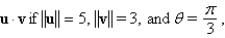  Determine   where  \theta  is the angle between u and v. Round answer to two decimal places. A) 10.61 B) 10.25 C) 7.50 D) 9.05 E) 12.99 