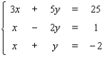 Use matrices to solve the system.   A)    B)    C)    D) The equations are dependent E) No solution