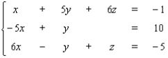 Solve the system using the inverse method.   A)    B)    C)    D) The system is inconsistent. E) The equations are dependent.