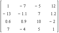 Find the determinant of the matrix.   A) 721.50 B) 7,575.75 C) 2,525.25 D) 10,101 E) 5,050.5