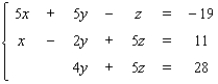 Use matrices to solve the system.   A)    B)    C)    D) The system is inconsistent E) The equations are dependent