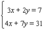 Solve the system   using the inverse method. A)    B)    C)    D) The system is inconsistent E) The equations are dependent