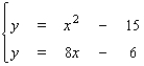 Use the method of substitution to solve the system.   A) ( - 1, -14 )  B) ( - 1, -14 ) , ( 9, 66 )  C) ( - 1, -14 ) , ( 8, 66 )  D) ( 9, 66 )  E) no solution