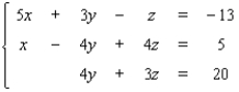 Use matrices to solve the system.   A)    B)    C)    D) The system is inconsistent E) The equations are dependent
