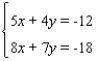 Solve the system   using the inverse method. A)    B)    C)    D) The system is inconsistent E) The equations are dependent