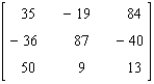 Find the determinant of the matrix.   A) - 311,324 B) - 933,969 C) - 311,323 D) 311,323 E) - 103,774