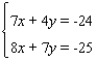 Solve the system   using the inverse method. A)    B)    C)    D) The system is inconsistent E) The equations are dependent