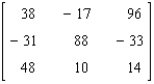 Find the determinant of the matrix.   A) - 89,090 B) - 1,425,432 C) - 356,359 D) 356,358 E) - 356,358