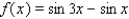 Shown in the figure is a graph of the function f for   . Use a sum-to-product formula to help find the first two x-intercepts.     A)    B)    C)    D)    E)   