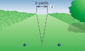 A golfer, centered in a b = 20-yard-wide straight fairway, hits a ball a = 290 yards. Approximate the largest angle the drive can have from the center of the fairway if the ball is to stay in the fairway (see the figure) . Round the answer to the nearest hundredth.   A)    B)    C)    D)    E)   