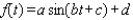 Scientists sometimes use the formula   to simulate temperature variations during the day, with time t in hours, temperature f ( t )  in   , and t=0 corresponding to midnight. Assume that f ( t )  is decreasing at midnight. Determine values of a, b, c, and d that fit the information: the high temperature is 25   , and the low temperature of -25   occurs at 4 A.M. A)    B)    C)    D)    E)   