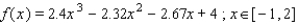 Graph f on the given interval. Estimate the largest interval [ a , b ] with a < 0 < b on which f is one-to-one.   A)    B)    C)    D)    E)   