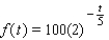 The radioactive bismuth isotope <sup> 210 </sup>Bi has a half-life of 5 days. If there is 100 milligrams of <sup>210 </sup>Bi present at t = 0, then the amount f(t)  remaining after t days is given by:   How much <sup>210 </sup>Bi remains after 25 days? A) 3.125 milligrams B) 12.125 milligrams C) 5.125 milligrams D) 8.125 milligrams E) 2.125 milligrams