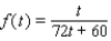 Salt water of concentration 0.1 pound of salt per gallon flows into a large tank that initially contains 72 gallons of pure water. If the flow rate of salt water into the tank is 6 gal/min, find a formula for the salt concentration   (in lb/gal)  after t minutes. A)    B)    C)    D)    E)   