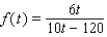 Salt water of concentration 0.1 pound of salt per gallon flows into a large tank that initially contains 72 gallons of pure water. If the flow rate of salt water into the tank is 6 gal/min, find a formula for the salt concentration   (in lb/gal)  after t minutes. A)    B)    C)    D)    E)   
